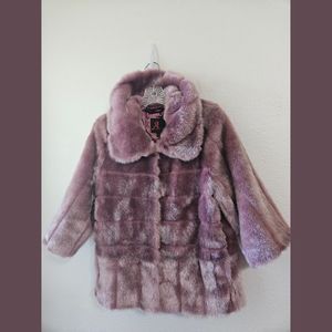 Adrienne Landau Mauve Faux Fur Coat Sz XS